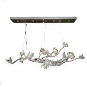 IQ3877 CHURIPPU MAGNOLIA & TULIP GLASS OBLONG THIRTEEN LIGHT CHANDELIER