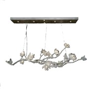 IQ3877 CHURIPPU MAGNOLIA & TULIP GLASS OBLONG THIRTEEN LIGHT CHANDELIER