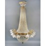 IQ3972 LARGE AND IMPRESSIVE LATE 19TH CENTURY GILT BRONZE AND BEADED BASKET CHANDELIER