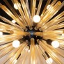 IQ4045 MODERNIST HAND BLOWN MURANO 24 KT GOLD TRANSLUCENT GLASS & BLACK ENAMEL SPUTNIK CHANDELIER