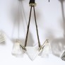 IQ4299 ART DECO FOUR ARM FROSTED GLASS & SILVERED BRONZE CHANDELIER 