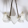 IQ4299 ART DECO FOUR ARM FROSTED GLASS & SILVERED BRONZE CHANDELIER 