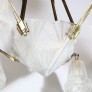 IQ4299 ART DECO FOUR ARM FROSTED GLASS & SILVERED BRONZE CHANDELIER 