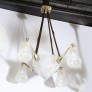 IQ4299 ART DECO FOUR ARM FROSTED GLASS & SILVERED BRONZE CHANDELIER 