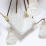 IQ4299 ART DECO FOUR ARM FROSTED GLASS & SILVERED BRONZE CHANDELIER 
