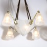 IQ4299 ART DECO FOUR ARM FROSTED GLASS & SILVERED BRONZE CHANDELIER 