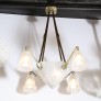 IQ4299 ART DECO FOUR ARM FROSTED GLASS & SILVERED BRONZE CHANDELIER 