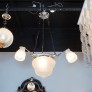 IQ4300 ART DECO CUBIST FOUR-GLOBE FROSTED RELIEF GLASS CHANDELIER