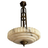 IQ4301 PURE ART DECO LAYERED ALABASTER PENDANT LIGHT