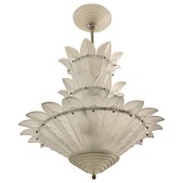 IQ4326 GRAND FRENCH ART DECO THREE TIERED SIGNED SABINO CHANDELIER