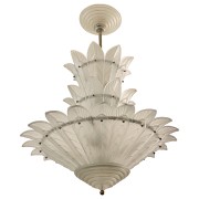 IQ4326 GRAND FRENCH ART DECO THREE TIERED SIGNED SABINO CHANDELIER