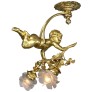 IQ4343 WHIMSICAL FRENCH 19TH/20TH CENTURY GILT-BRONZE BELLE EPOQUE PUTTO CHANDELIER