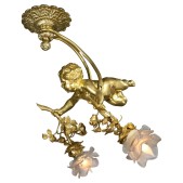 IQ4343 WHIMSICAL FRENCH 19TH/20TH CENTURY GILT-BRONZE BELLE EPOQUE PUTTO CHANDELIER