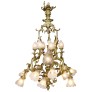 IQ4345 FRENCH BELLE EPOQUE ROCOCO STYLE GILT-BRONZE AND FROSTED GLASS SHADES CHANDELIER 