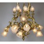 IQ4345 FRENCH BELLE EPOQUE ROCOCO STYLE GILT-BRONZE AND FROSTED GLASS SHADES CHANDELIER 