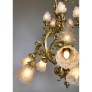 IQ4345 FRENCH BELLE EPOQUE ROCOCO STYLE GILT-BRONZE AND FROSTED GLASS SHADES CHANDELIER 