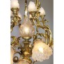 IQ4345 FRENCH BELLE EPOQUE ROCOCO STYLE GILT-BRONZE AND FROSTED GLASS SHADES CHANDELIER 