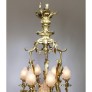 IQ4345 FRENCH BELLE EPOQUE ROCOCO STYLE GILT-BRONZE AND FROSTED GLASS SHADES CHANDELIER 