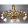IQ4346 FRENCH BELLE EPOQUE GILT-BRONZE & MOLDED GLASS 16 LIGHT PLAFONNIER CHANDELIER