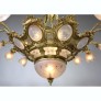 IQ4346 FRENCH BELLE EPOQUE GILT-BRONZE & MOLDED GLASS 16 LIGHT PLAFONNIER CHANDELIER