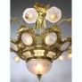 IQ4346 FRENCH BELLE EPOQUE GILT-BRONZE & MOLDED GLASS 16 LIGHT PLAFONNIER CHANDELIER