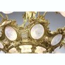 IQ4346 FRENCH BELLE EPOQUE GILT-BRONZE & MOLDED GLASS 16 LIGHT PLAFONNIER CHANDELIER
