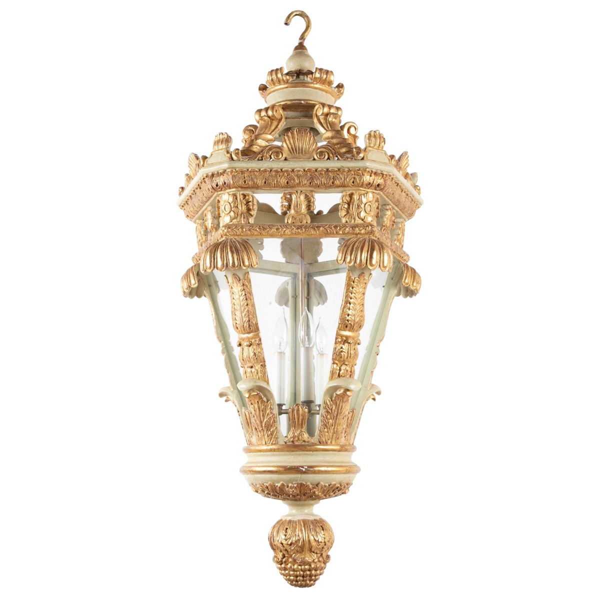 IQ4350 ITALIAN PAINTED AND GILDED FIVE-SIDED LANTERN IQ4350 ITALIAN PAINTED AND GILDED FIVE-SIDED LANTERN