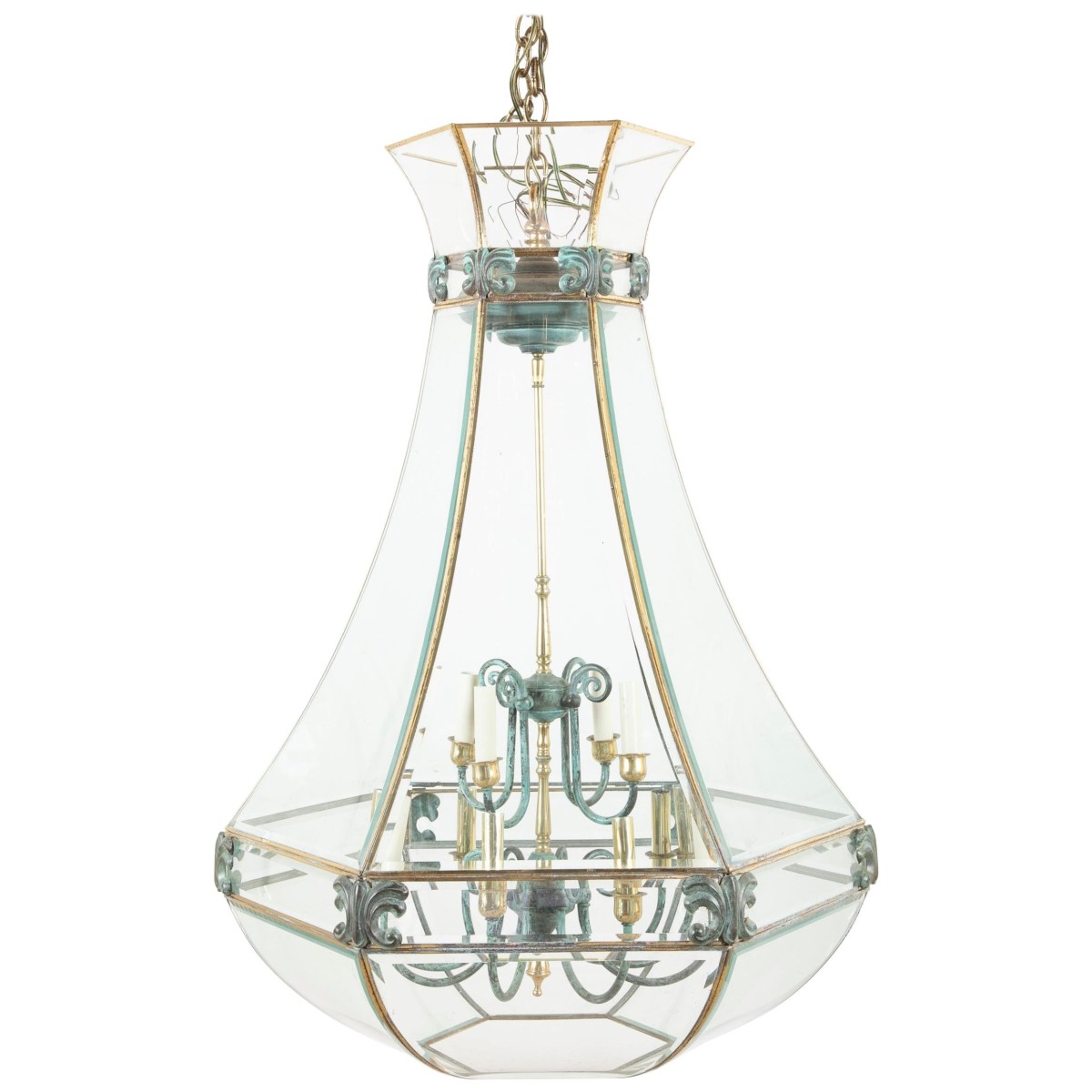 IQ4351 UNUSUAL LARGE HEXAGONAL SHAPED BRONZE LANTERN IQ4351 UNUSUAL LARGE HEXAGONAL SHAPED BRONZE LANTERN