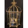 IQ4352 WONDERFUL VAUGHAN BRASS BRONZE GLASS PANEL HEXAGON ENGLISH REGENCY LANTERN