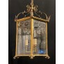 IQ4352 WONDERFUL VAUGHAN BRASS BRONZE GLASS PANEL HEXAGON ENGLISH REGENCY LANTERN