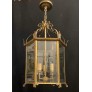 IQ4352 WONDERFUL VAUGHAN BRASS BRONZE GLASS PANEL HEXAGON ENGLISH REGENCY LANTERN