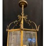 IQ4352 WONDERFUL VAUGHAN BRASS BRONZE GLASS PANEL HEXAGON ENGLISH REGENCY LANTERN
