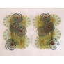 IQ4424 PAIR OF LARGE GREEN MURANO DISCS SCONCES