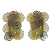 IQ4424 PAIR OF LARGE GREEN MURANO DISCS SCONCES