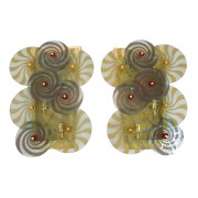 IQ4424 PAIR OF LARGE GREEN MURANO DISCS SCONCES
