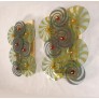 IQ4424 PAIR OF LARGE GREEN MURANO DISCS SCONCES