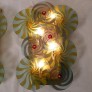 IQ4424 PAIR OF LARGE GREEN MURANO DISCS SCONCES