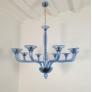 IQ4440 LARGE MID-CENTURY MODERN BLUE MURANO GLASS CHANDELIER