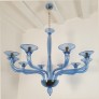 IQ4440 LARGE MID-CENTURY MODERN BLUE MURANO GLASS CHANDELIER