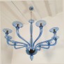 IQ4440 LARGE MID-CENTURY MODERN BLUE MURANO GLASS CHANDELIER