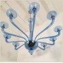 IQ4440 LARGE MID-CENTURY MODERN BLUE MURANO GLASS CHANDELIER