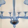 IQ4440 LARGE MID-CENTURY MODERN BLUE MURANO GLASS CHANDELIER