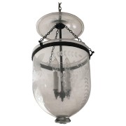 IQ4486 BRITISH CEYLONESE HANDBLOWN ETCHED GLOW LAMP BELL JAR LANTERN