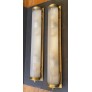 IQ4487 LARGE PAIR VINTAGE VAUGHAN BRONZE CURVED FROSTED GLASS LANTERN SCONCES