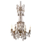 IQ4494 19TH CENTURY LOUIS XV STYLE CRYSTAL AND GILT BRONZE CHANDELIER
