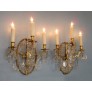 IQ4495 PAIR OF 19TH CENTURY ITALIAN NEOCLASSICAL CRYSTAL MEDALLION BACK SCONCES