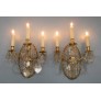 IQ4495 PAIR OF 19TH CENTURY ITALIAN NEOCLASSICAL CRYSTAL MEDALLION BACK SCONCES