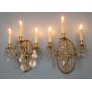IQ4495 PAIR OF 19TH CENTURY ITALIAN NEOCLASSICAL CRYSTAL MEDALLION BACK SCONCES