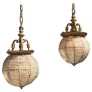 IQ4496 PAIR BELLE EPOQUE BRONZE AND BEADED CRYSTAL SPHERE CHANDELIERS