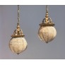 IQ4496 PAIR BELLE EPOQUE BRONZE AND BEADED CRYSTAL SPHERE CHANDELIERS